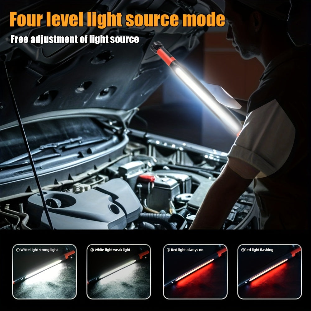 Kemielus Rechargeable LED Work Light Bar Magnetic Base IP44 Off-Road Vehicle Lamp High Lumens Portable Cordless Flashlight for Inspection Workshop Outdoor Emergency