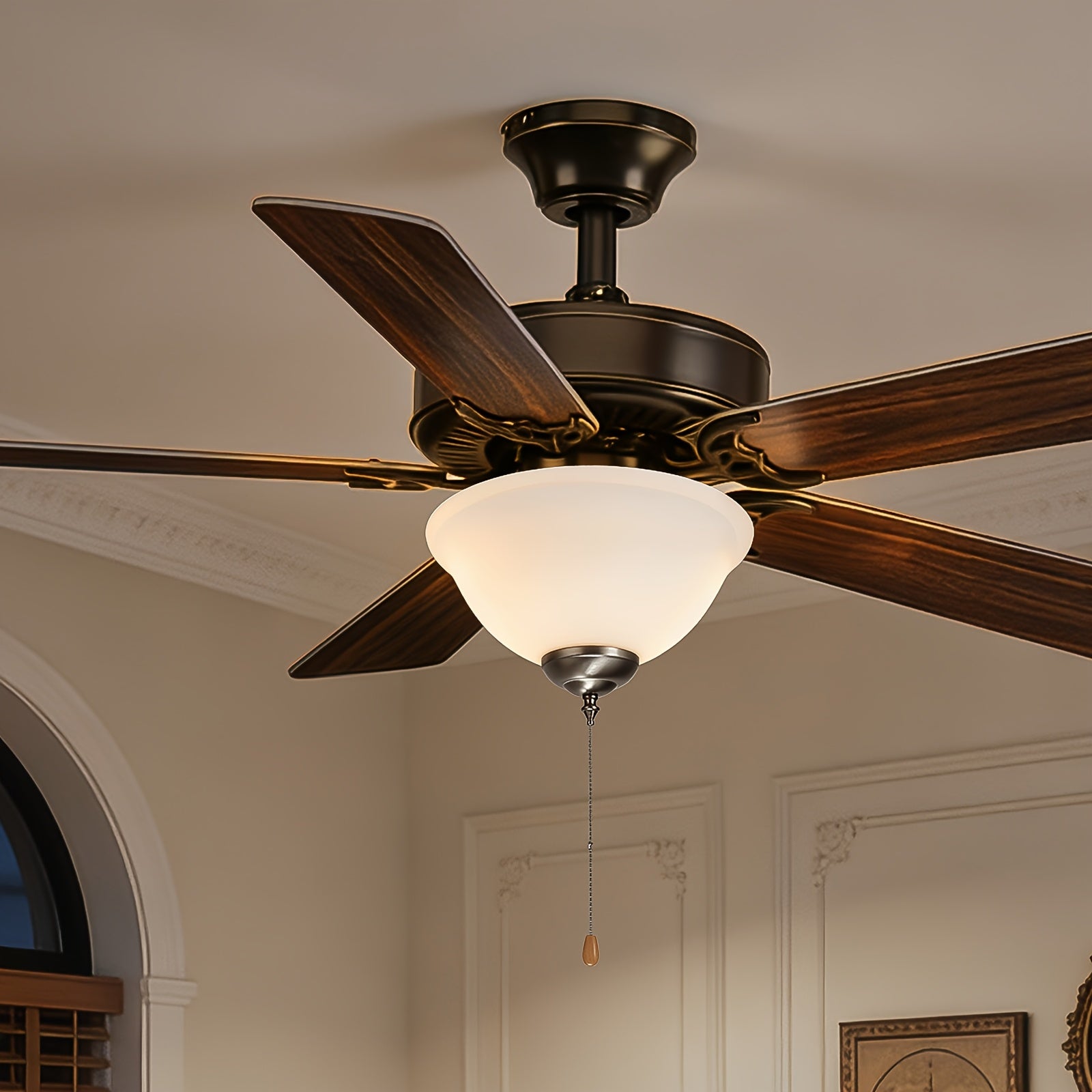 Ceiling Fan Light 1Pc Bowl Shape Pull Chain Design 750lm 110V Plug-Free S001 Available for All Stores