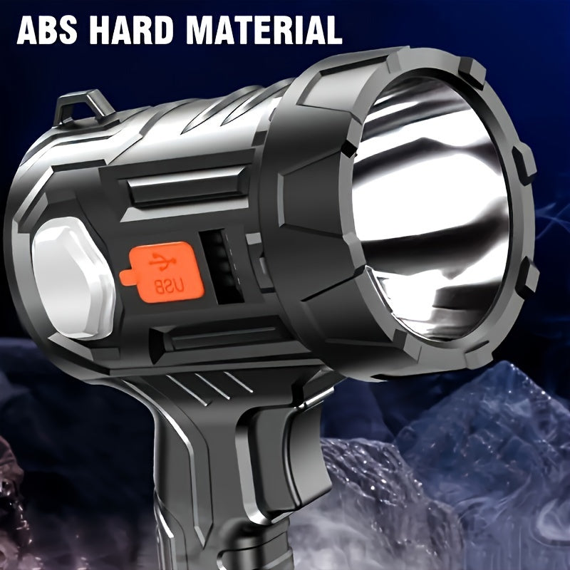 1Pc Rechargeable Spotlight Flashlight with Interchangeable Lenses, High Bright Searchlight, 6 Lighting Modes & 3 Color Filters, Handheld LED Torch with USB Cable, Perfect for Hunting, Home Lighting, Emergency Use