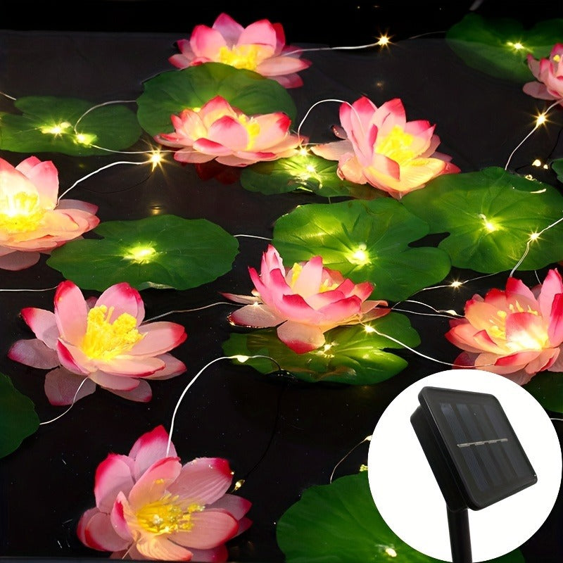 Lotus-Shaped Solar String Light, Outdoor LED Pond Light, Floating Pool and Garden Decoration, IP65 Rating, Valentine's Day and Wedding Holiday Decoration