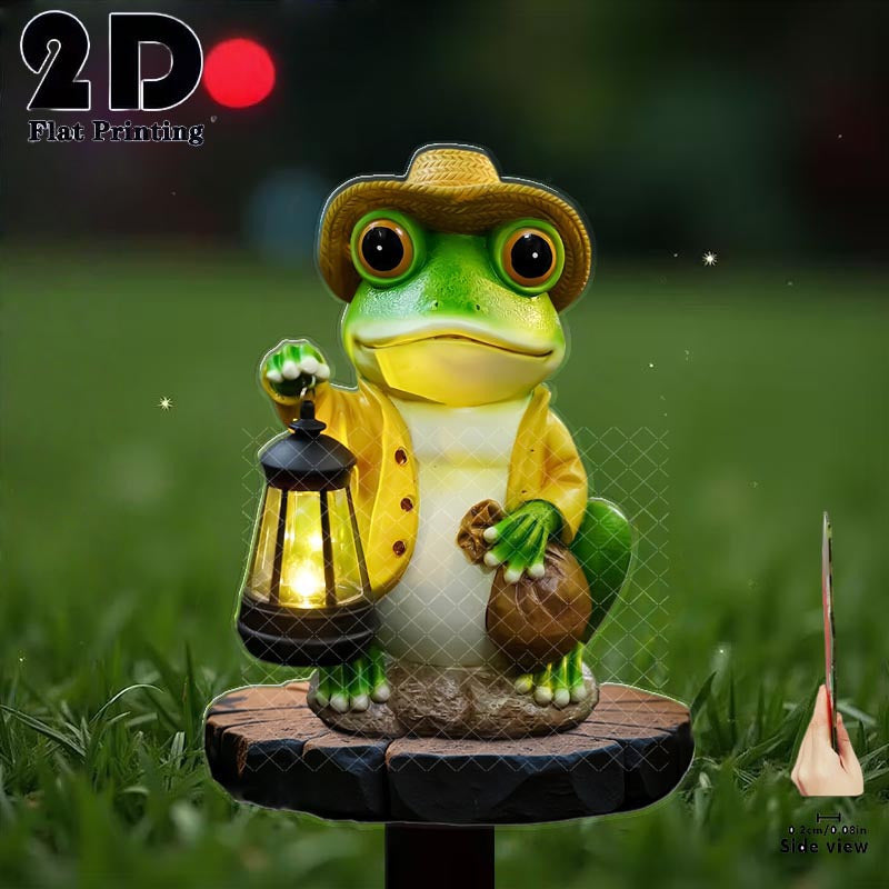 2D Flat 1 Piece Frog Holding Glow Light Garden Decoration Ground Insert, Outdoor Courtyard Garden Lawn Decorative Ornament, Garden and Flower Bed Decorative Stake, Perfect for Courtyard, Lawn, Bonsai - Festival Decoration