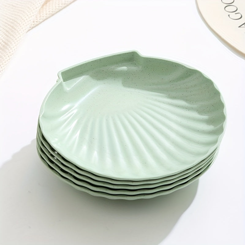 1Pc, 5Pcs, Shell-Shaped Dish, 6-Inch Small Plate, Dessert & Cake Plate, Lunch & Dinner Plate – Perfect for Kitchen, Family Gatherings, School Events, Company Group Meals, Restaurants (Multiple Colors Available)