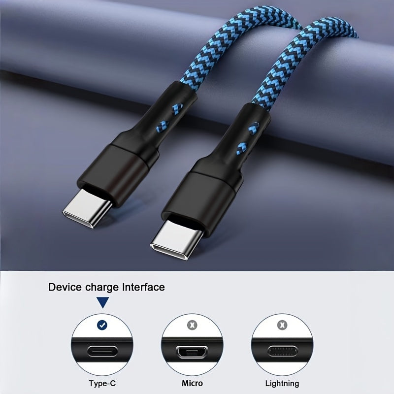 A Set of Two 60W Super Fast Charging Type C to Type C Data Cables, Suitable for Devices Like Samsung, Iphone 15/16, Macbook/Ipad, Xiaomi, And More