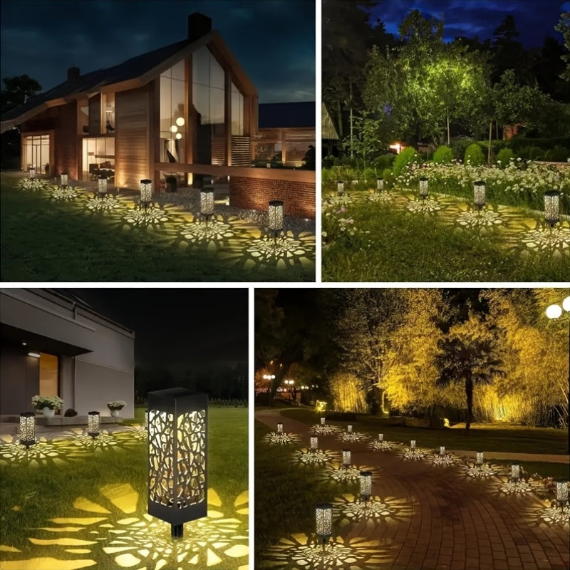 6-Piece Solar Street Light, Outdoor LED Garden Lawn Decorative Lighting, Automatic Night Lighting, Easy-to-Install Ground Insert Pole, IP44 Waterproof, Perfect for Courtyard, Patio and Landscape Decoration, Solar Outdoor Light