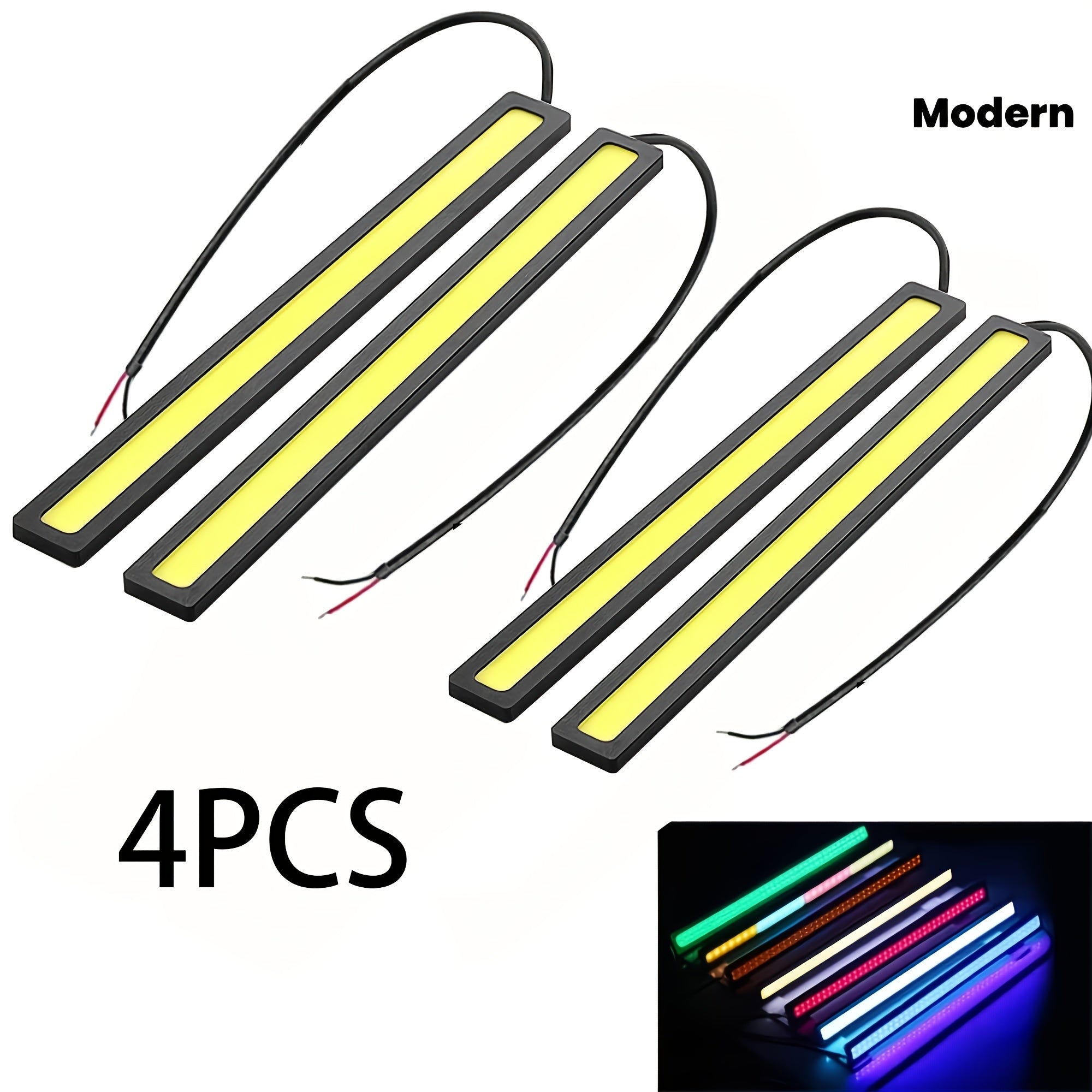 6.69英寸 COB 超薄高亮度日间行车灯，适用于汽车，有2/4/6个装可选，通用型，时尚DC 12V COB LED汽车行车灯条，不含电池