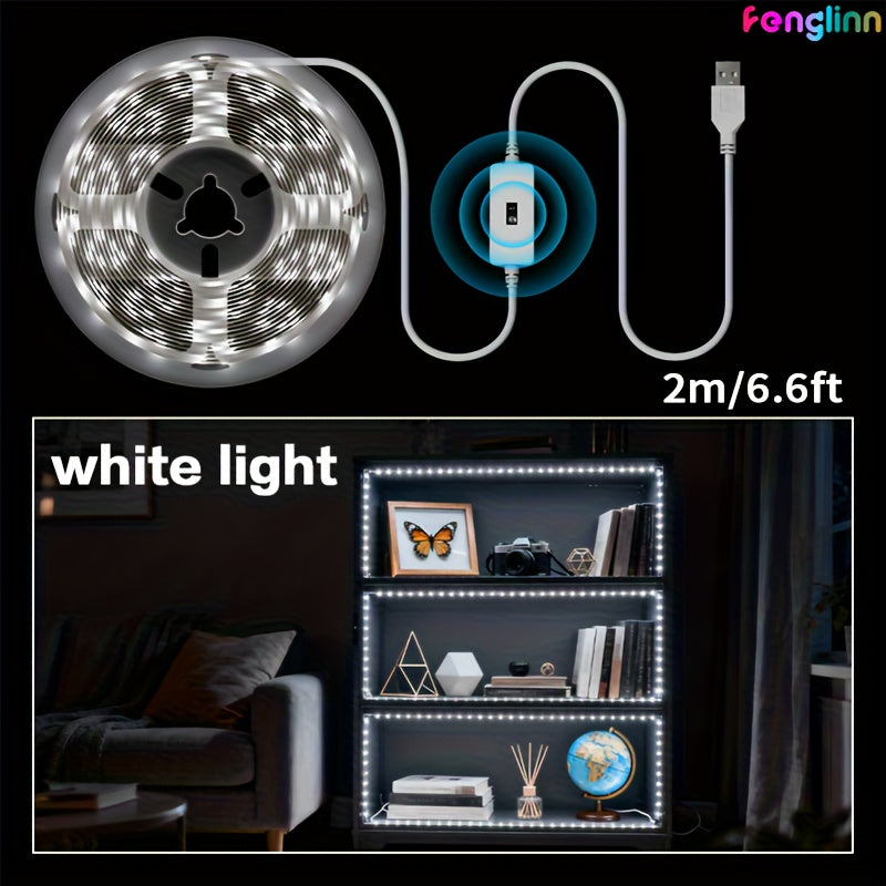 USB供电智慧LED 灯条带运动感应器 - 自动感应开关，白光和暖光，适用于卧室、厨房、客厅、电视背光、橱柜、夜灯 - 壁挂式、厨房照明|现代照明|USB 供电条、卧室 LED 灯