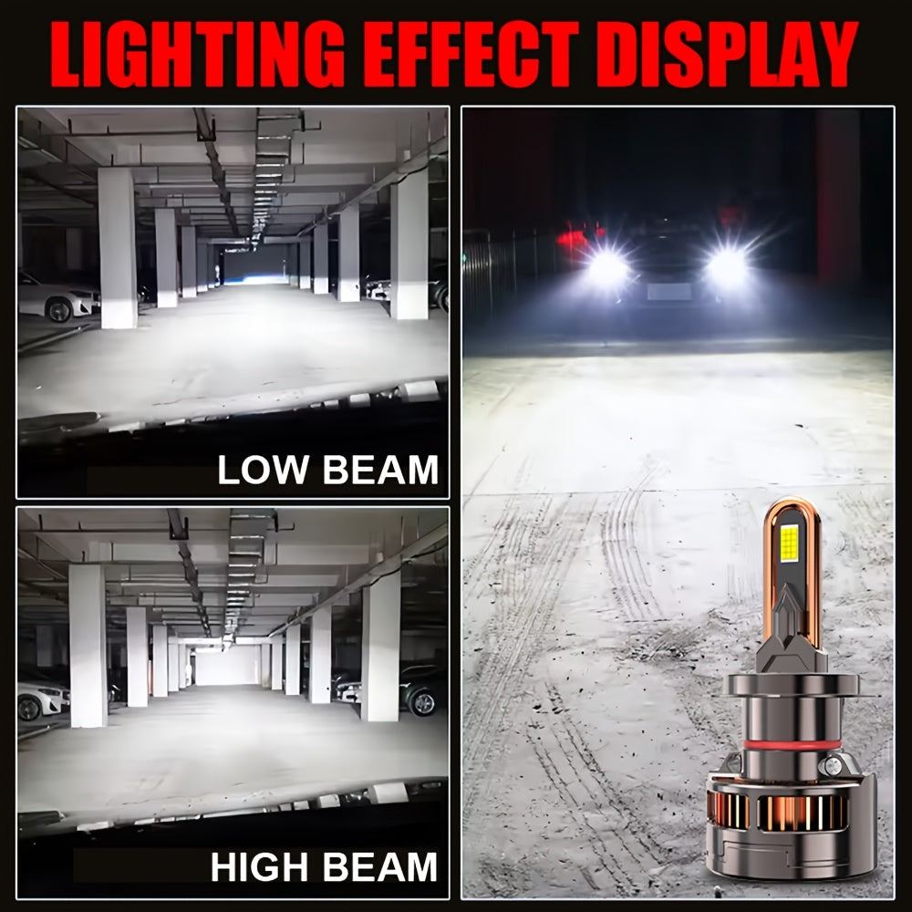 2-Pack H7 Car LED Headlight Bulbs, Compatible with H1/H4/9003/HB2/H7/H18/H11/H9/H8 Sockets, 60000 Lumens Brightness, 900% Brightness Increase, 9570 CSP Chip, 7500K Color Temperature