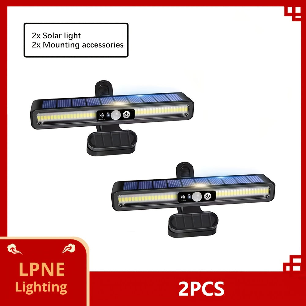 1/2 Pack Solar LED Outdoor Light, Solar Security Wall Light with Motion Sensor, Suitable for Commercial Street and Area Lighting, Solar Street Light Can Be Clip-On or Wall-Mounted, Perfect for Garage, Courtyard, Garden, Campsite Use