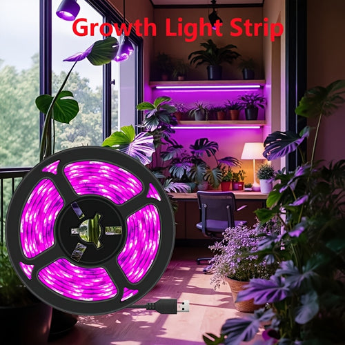 118.11 Inch LED Plant Light Strip, USB Smart Grow Light Strip, 5V 2835 Full Spectrum Grow Lamp, Supplemental Light for Vegetables, Flowers & Succulents, USB Powered, Easy to Use, Boost Plant Photosynthesis