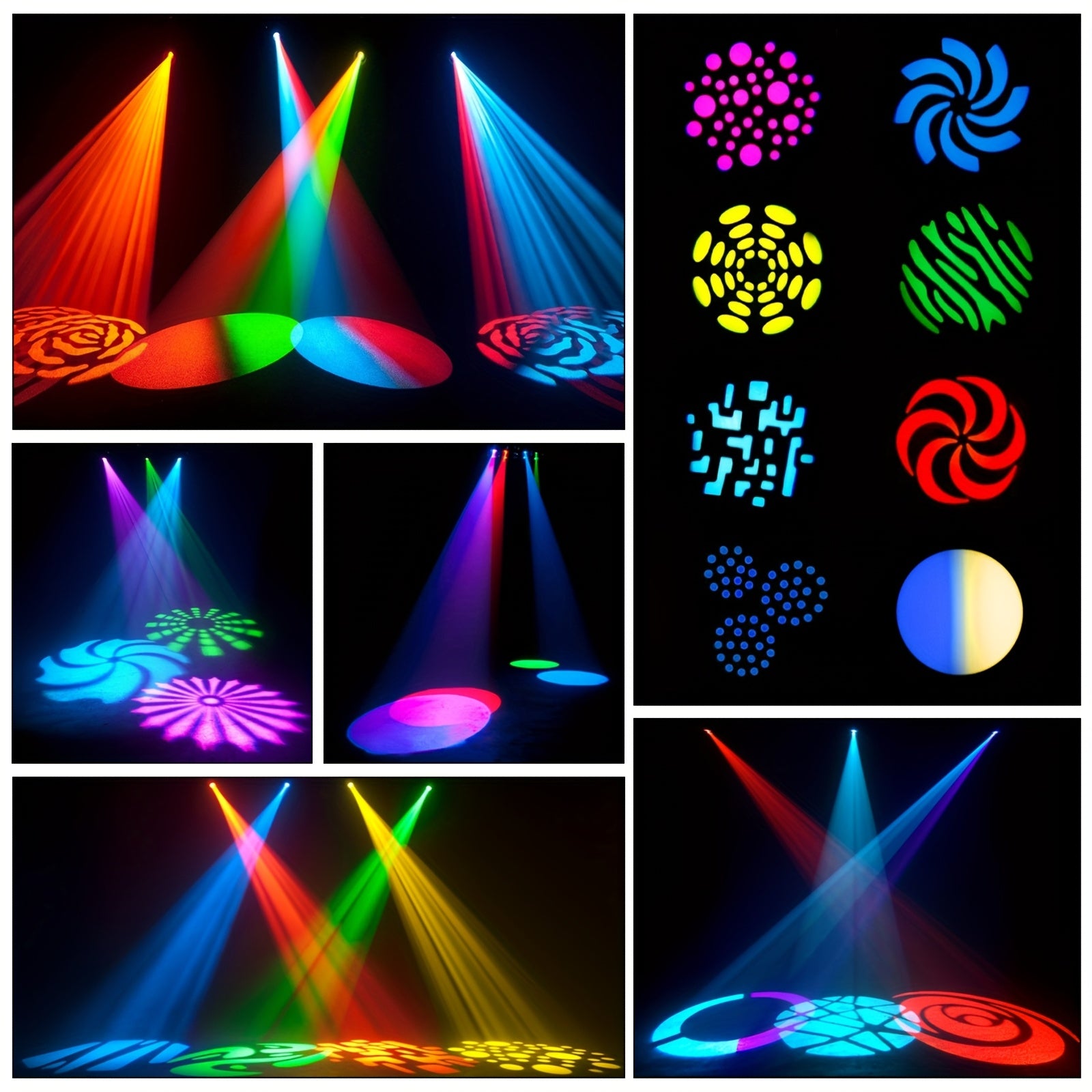 Professional moving head LED DJ light, RGBW control with sound-activated motion - pan/tilt shake effect, remote-compatible spotlight, suitable for weddings, parties, live performances, church events - RGBW color system