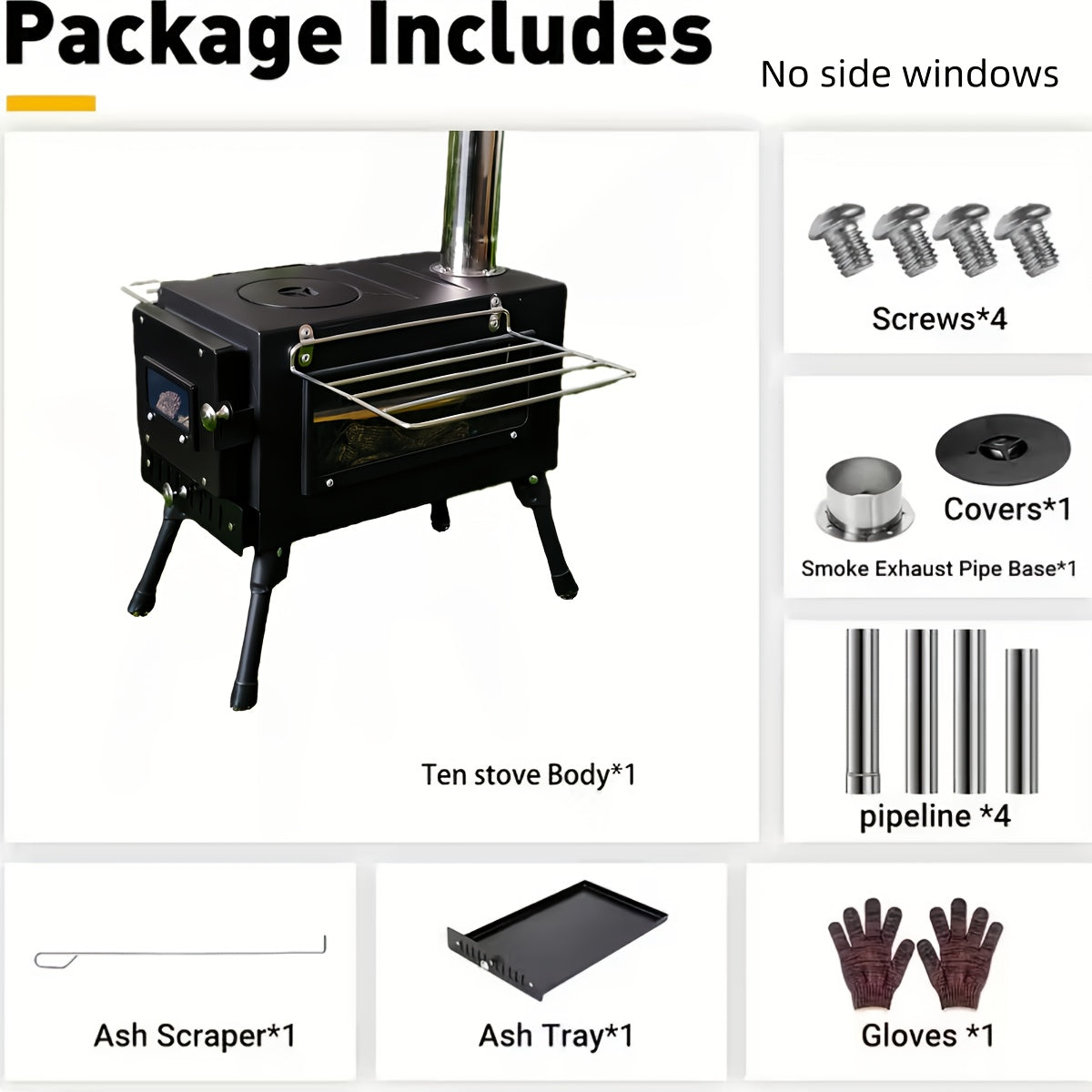 Portable Camping Stove with Chimney Pipe, Designed for Heating and Cooking While Camping