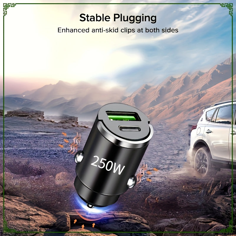 200-watt dual USB car charger, high-power fast-charging adapter, compatible with multiple protocols for iPhone, Huawei, and Xiaomi, both male and female adapters, universal fast-charging, operating voltage 36 volts, no battery required, Travel