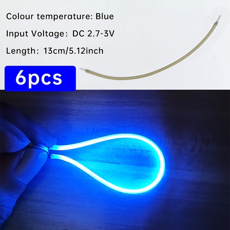 6条柔性LED灯带 - 暖光、红色、绿色、蓝色、粉色 | 38mm/130mm/300mm螺旋灯泡，适用于DIY与装饰 | 电池供电（DC3V） | 强光可弯曲，适合厨房/客厅/书桌