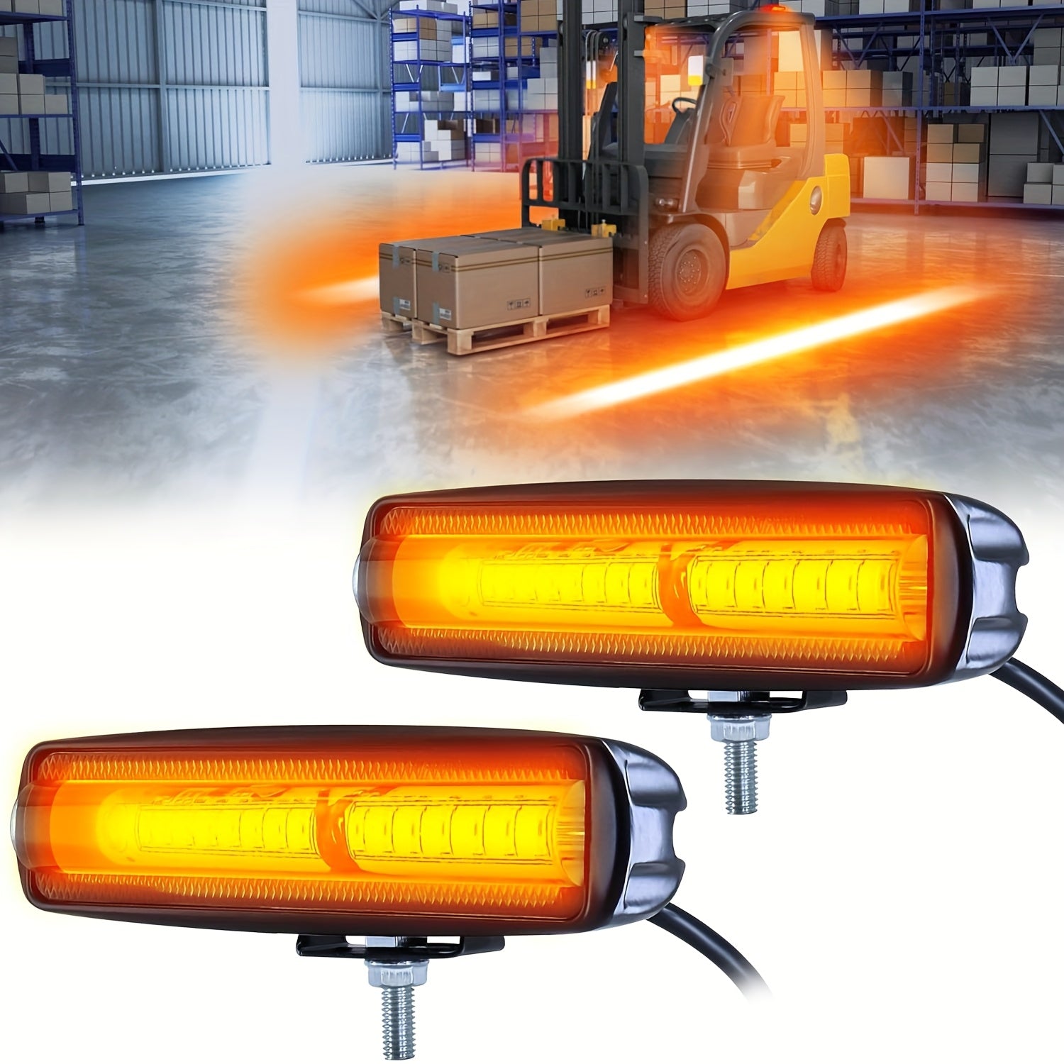 1/2-Pack LED Forklift Safety Area Light Bar, Linear LED Straight Line Light, Bracket Mounted, Wide Voltage Hardwired Available, Red Yellow Blue Optional
