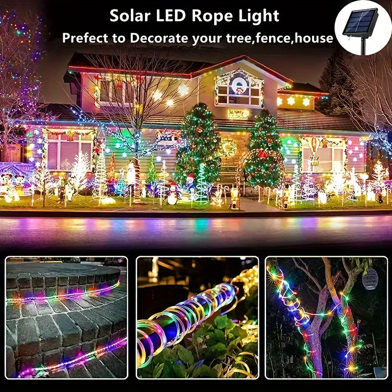 1 件 100 个 LED 太阳能管灯串，8 种模式，户外铜线 LED 灯，用于花园装饰灯、婚礼、派对、圣诞树、万圣节、节日装饰、照明（100 个 LED，393.7 英吋/33 英尺）