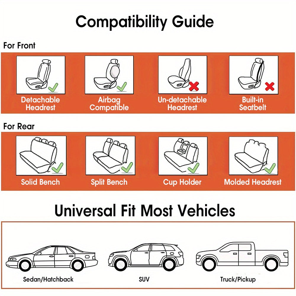 Full Coverage Car Seat Covers, Seat Covers for Sedan, SUV, Pickup Truck, Auto Seat Covers, Car Seat Cushions, 5-Seat Multi-Color Options Seat Covers