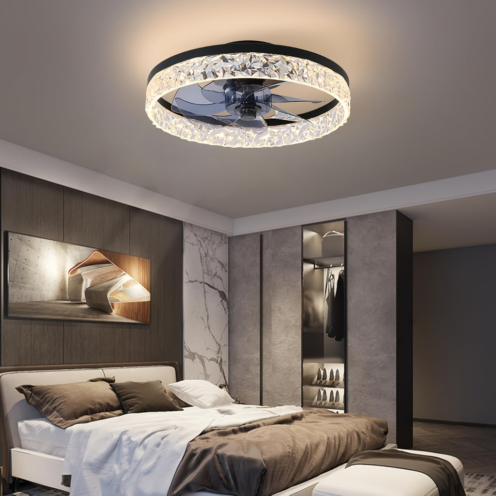 20 Inch Low Profile Flush Mount Ceiling Fan with Light and Remote Control, 6 Speed Levels, 3 Color Temperatures 3000K-6500K, Dimmable LED Ceiling Fan, Ideal for Bedroom, Kids Room and Living Room