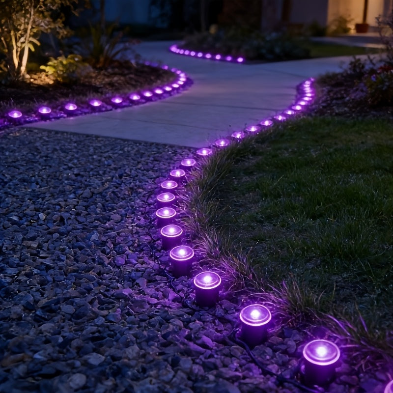 30 Pack Outdoor Solar Lawn Light Post, Multi-Color, Pathway Lighting, Ground Light, Decorative Solar Garden Light, Patio/Lawn Camping Party & Wedding Ambience Decoration; Spring Summer Outdoor Waterproof Decorative Ambience Light