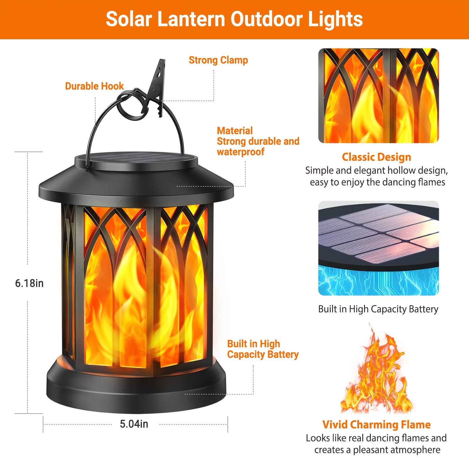 Flickering Flame Solar Hanging Light, Upgraded 2/4-Pack Outdoor IPX5 Waterproof Solar Light, Hanging Decorative Light, Automatic On/Off Solar Light for Courtyard, Patio, Path, Tree, Garden Decoration, Women's Holiday Gift