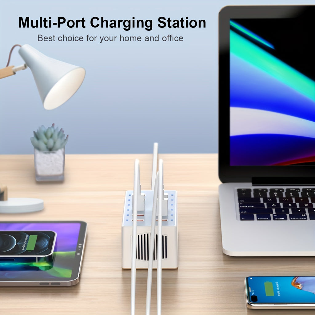 USB Charger 12-Ports USB Charging Station for Multiple Devices USB Wall Charger Power Hub Strip Smart Plug Charging Dock Block for iPhone Xs/XR, iPad, IPod, Galaxy S9/S8, Laptops And Smart Phones 60W/12A