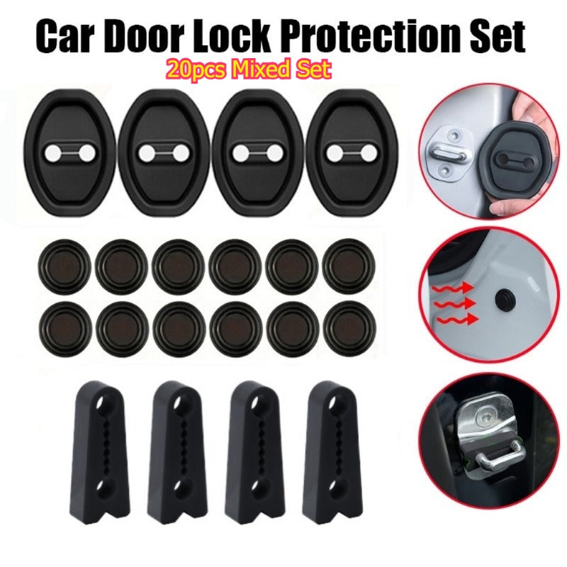 20-Piece Set Car Door Lock Protection Cover Shock Absorber Pad &amp; Soundproofing Pad - Designed to Enhance Vehicle Safety, Universal Fit for Various Cars, Silicone Clip Cushion Anti-Scratch