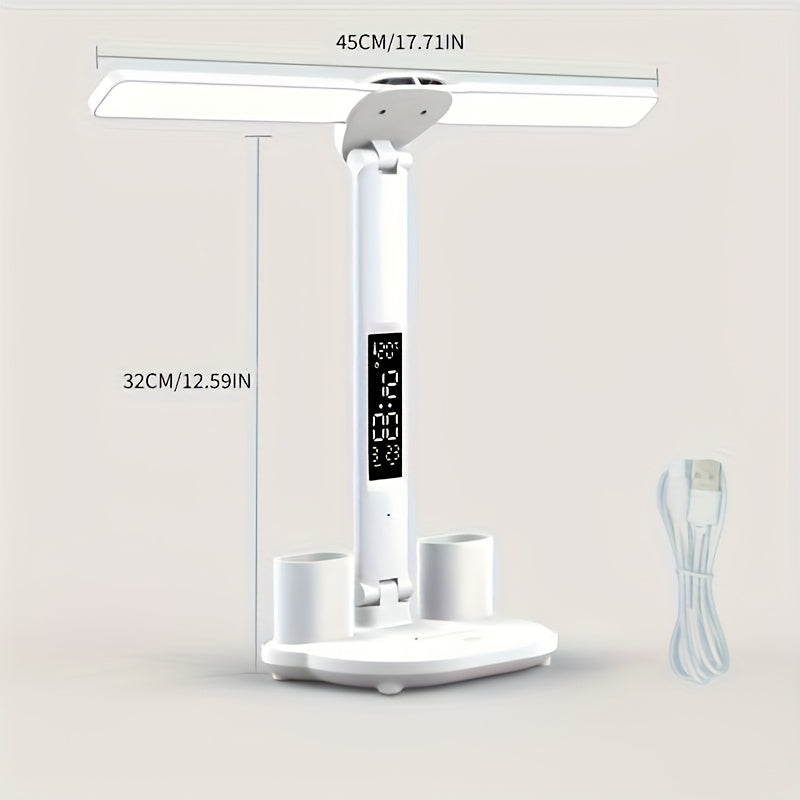 Smart dual-head LED light, USB dual-head pen holder lamp, art decorative light, smart desk lamp, suitable for dormitory, bedroom, living room, home office desk lamp, reading light, night light, table lamp and lighting fixture