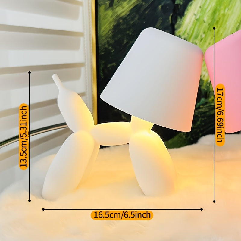 Creative romantic balloon dog shaped table lamp, equipped with touch switch, three-color stepless dimming, battery powered, dachshund ambiance light — perfect choice for hotel parties, Valentine‘s Day gifts