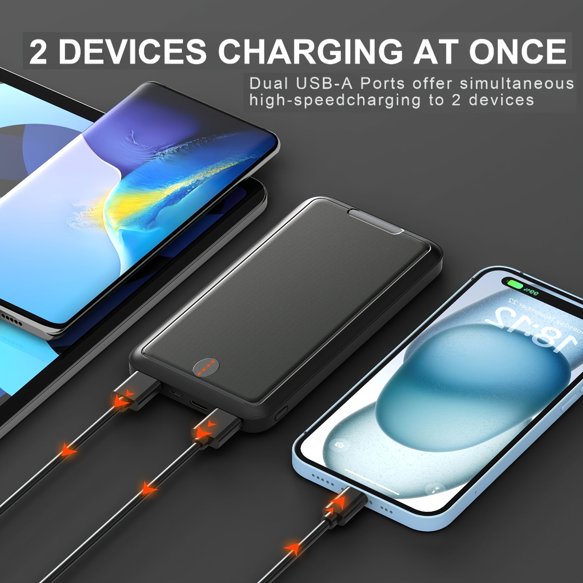 Three 10000mAh Power Banks with 5V3A Fast Charging for Mobile Phones, Tablets, Heated Jackets, And All-around Charging