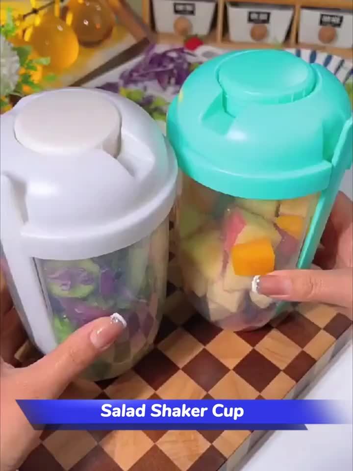 lastic Salad Cup with Fork & Dressing Container – Leak-Proof Lid, Built-In Fork Holder, Portable & Durable Lunch Box – Perfect for Picnics, Lunch, Breakfast – 4 Colors (Pink, Teal, White, Blue)