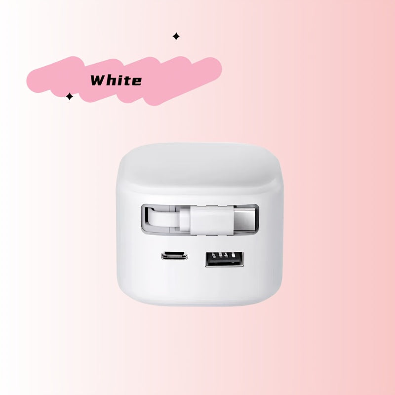 Convenient And Portable Charger With Folding Plug And Extendable Charging Cable, Suitable For Daily Home Use And Outdoor Travel.