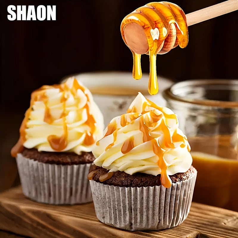One Wooden Honey Dipper – Honeycomb Dripper, Long-Handled Stirrer for Honey, Syrup & Jam – Kitchen Utensil & Stirring Tool for Syrups, Maple Syrup or Any Non-Oily Stretchy Foods – Perfect for Homemade Honey