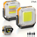 2 Mini Rechargeable Work Lights, COB Light with Magnetic Base, 8 Lighting Modes, Portable LED Keychain Light, Ultra-Bright Flashlight, Ideal for Outdoor Camping