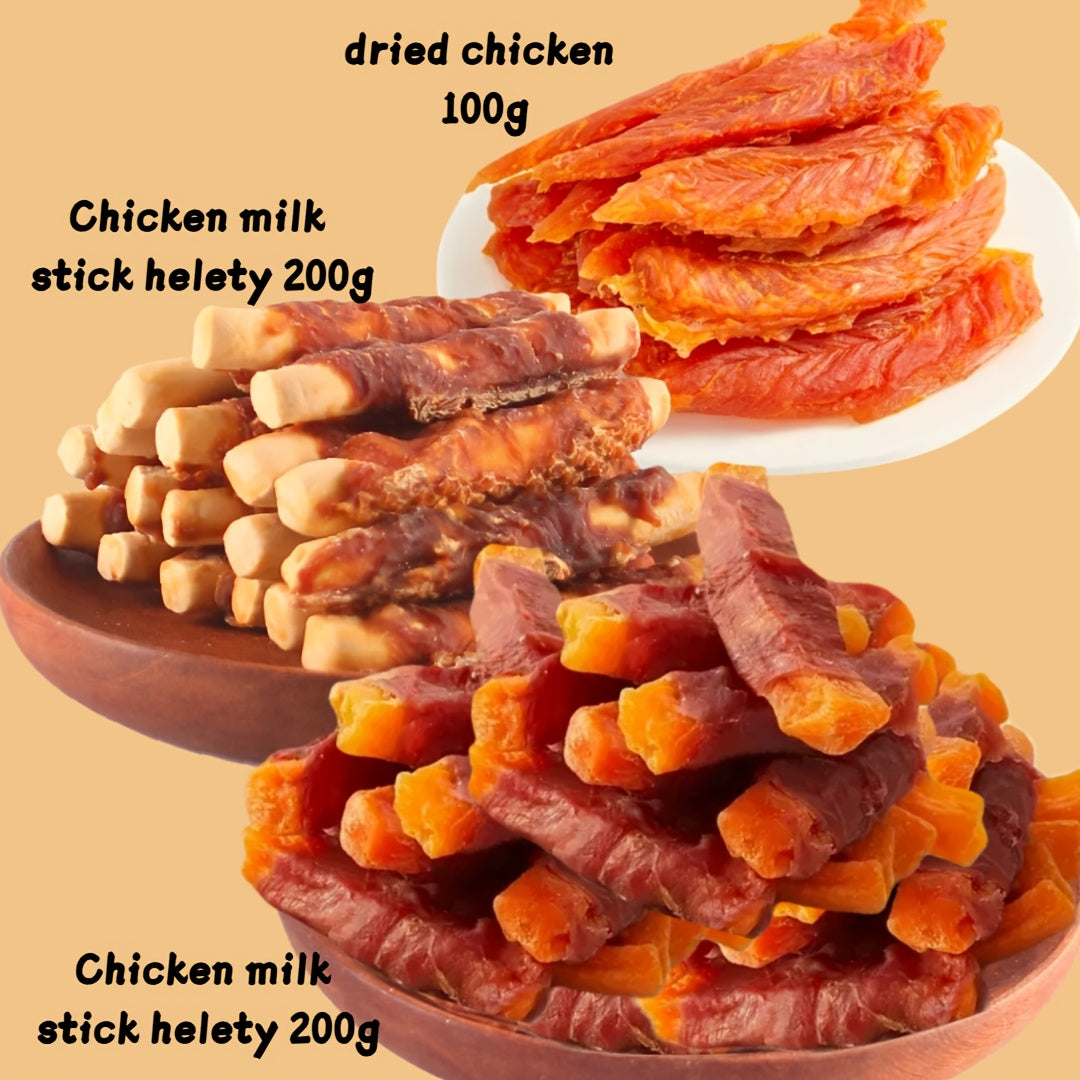 天然鴨、雞、牛奶棒、甜薯狗零食套裝 - 無穀物、高蛋白、低脂肪、對牙齒健康有益
