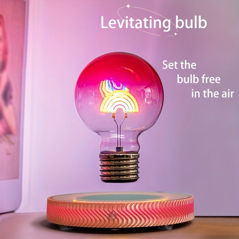 Rainbow magnetic levitation bulb, with full-angle automatic rotating light source, unique gift for home and office decoration