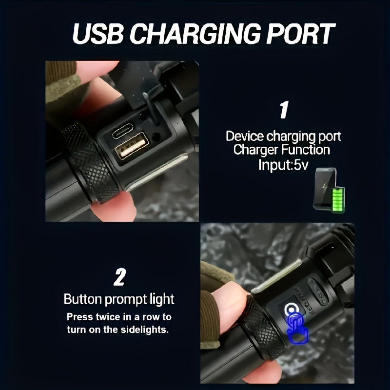 Ultra Bright Long Range Flashlight, Tactical Light, Rechargeable Zoom Flashlight, Camping Light, Emergency Flashlight