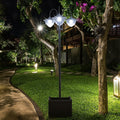 3-Head LED Solar Lamp Post Street Light with Planter, Solar Lamp Post, Black