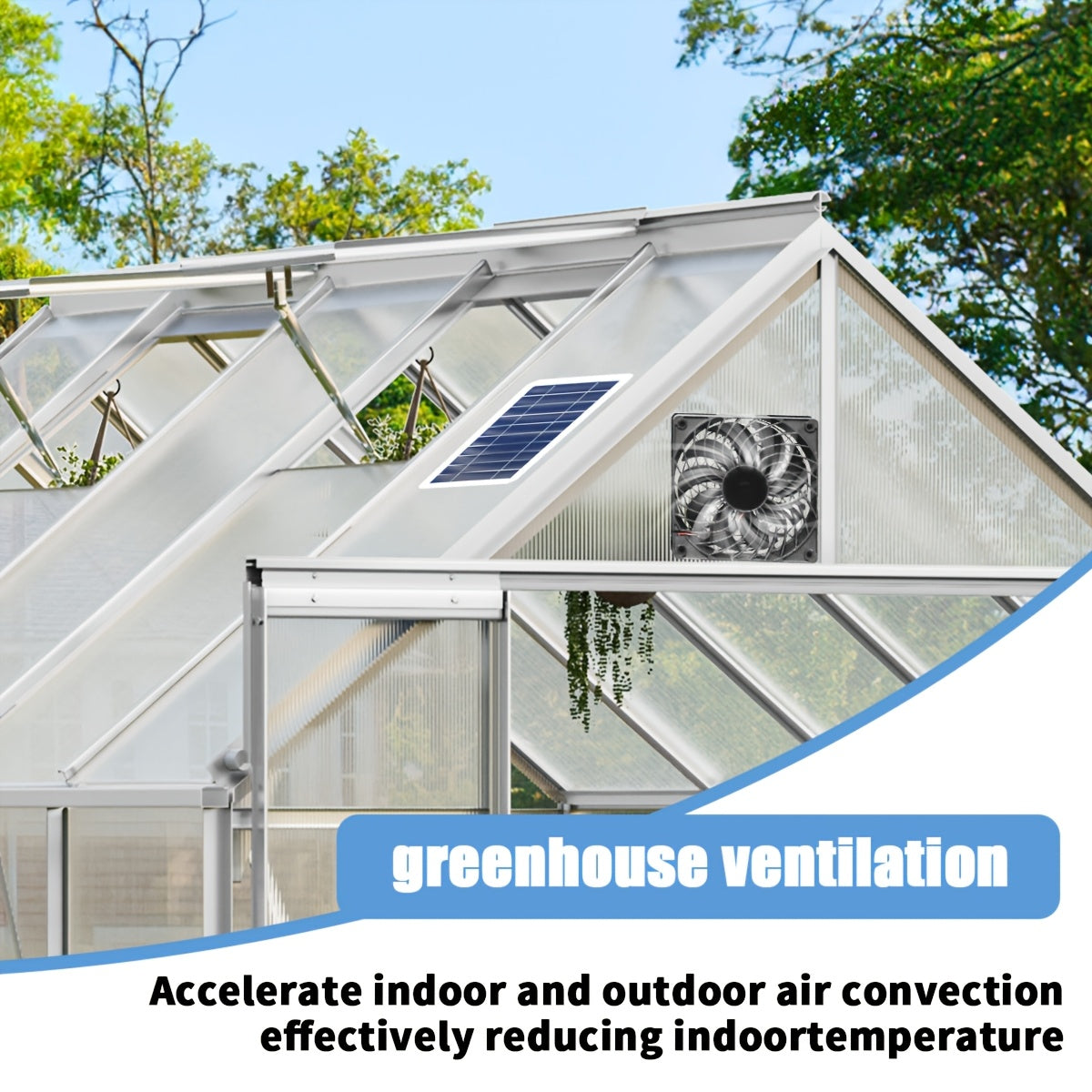 1 Piece Solar Panel + Fan, Solar Powered Electric Fan Without Battery, Detachable Solar Panel, Ideal for RV, Camping, Chicken Coop, Greenhouse, Shed, Pet House and Window Installation