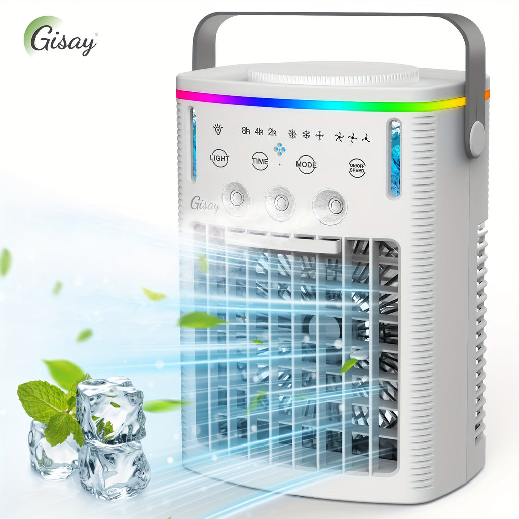 Gisay Portable USB Air Cooling Fan, Personal Evaporative Cooler with Humidification, Compact Desktop Cooling Fan for Home, Travel &amp; Workplace