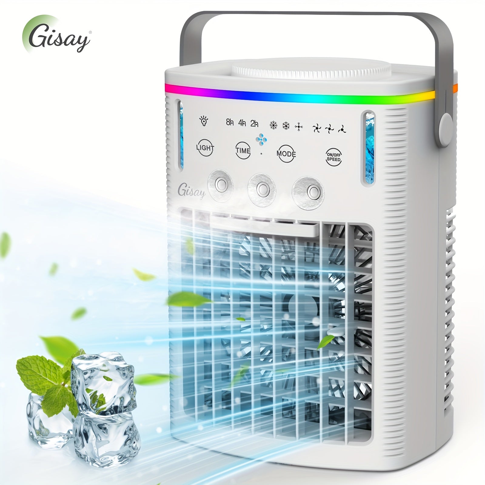 Gisay Portable USB Air Cooling Fan, Personal Evaporative Cooler with Humidification, Compact Desktop Cooling Fan for Home, Travel &amp; Workplace