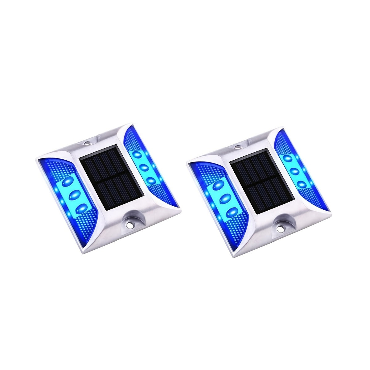 2/4 Pcs Solar Driveway Dock Lights, IP67 Solar Deck Lights, Outdoor Warning Step Lights Reflective Road Markers for Sidewalk Stair Garden Path Walkway (Red Green Blue Yellow Daylight White)