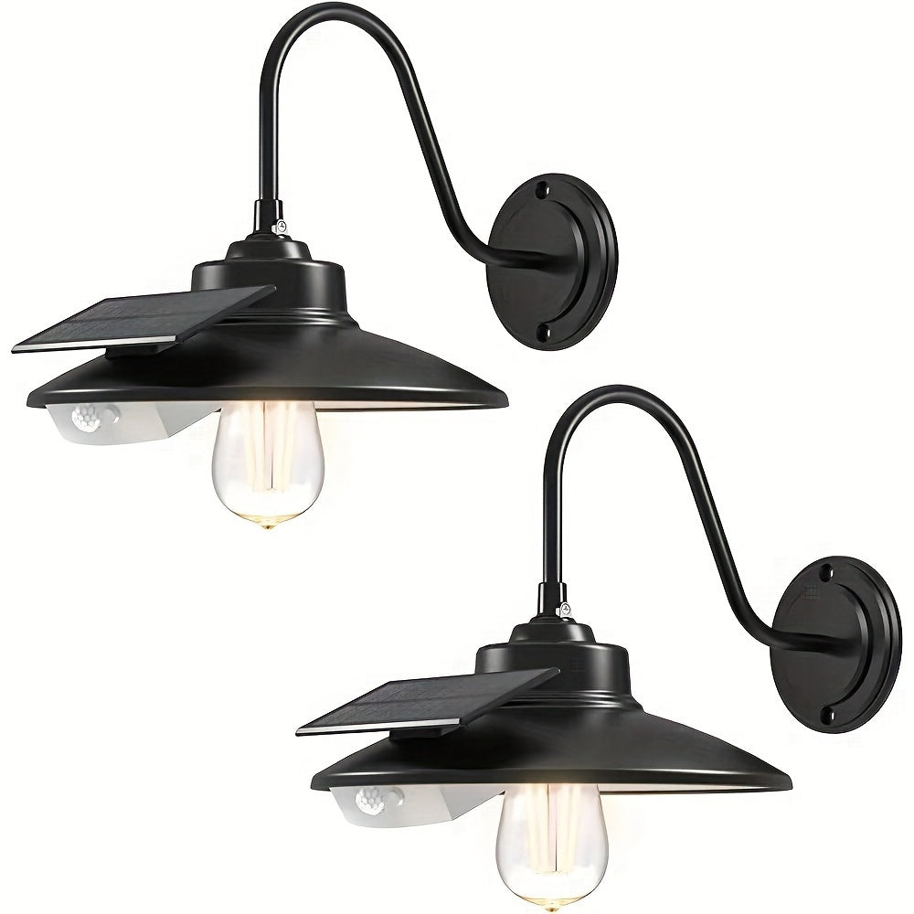 1 Pack/2 Packs Outdoor Wall Light, Outdoor Solar Light, Solar Barn Light, with 3 Lighting Modes and Motion Sensor, Outdoor Farmhouse Gooseneck Light, Wall Mount, Suitable for Outdoor Courtyard, Street, Garage, Shed, Patio