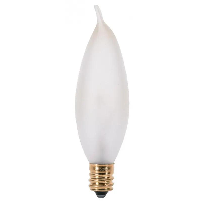 Satco S3278 25 watt CA8 incandescent lamp; frost; 1500 average hours; 200 lumens; candelabra base; 120 volt