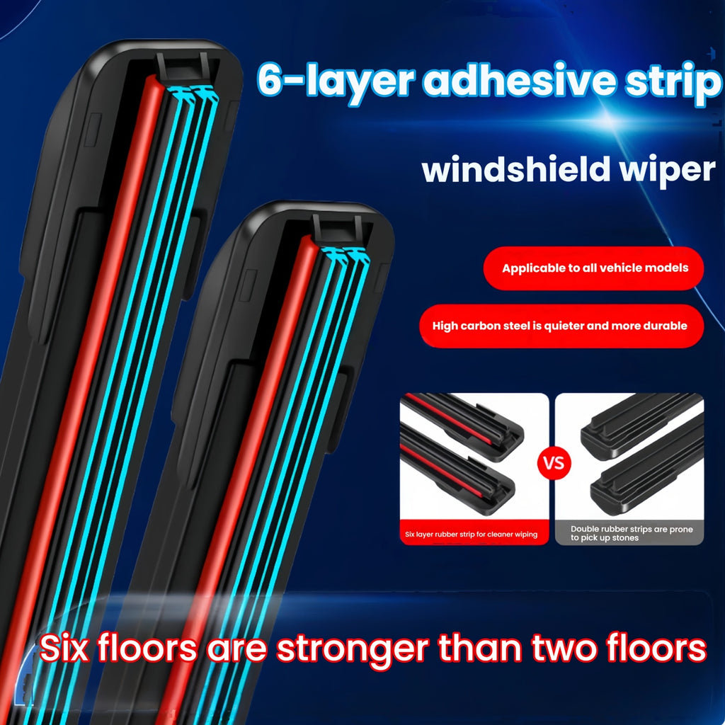 Single Piece of 6-Layer Rubber Strip Wiper for Car, Silent Operation