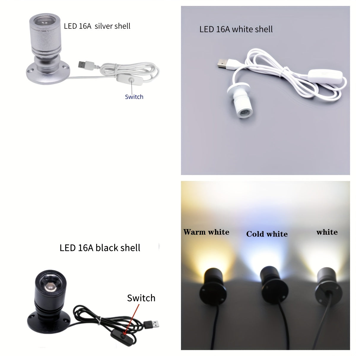 Mini rotatable LED USB 5V 1W 3W small spotlight, all-aluminum material, ceiling light with switch, suitable for exhibition counters, wine cabinets, bookshelves, small statues, art exhibitions, student reading