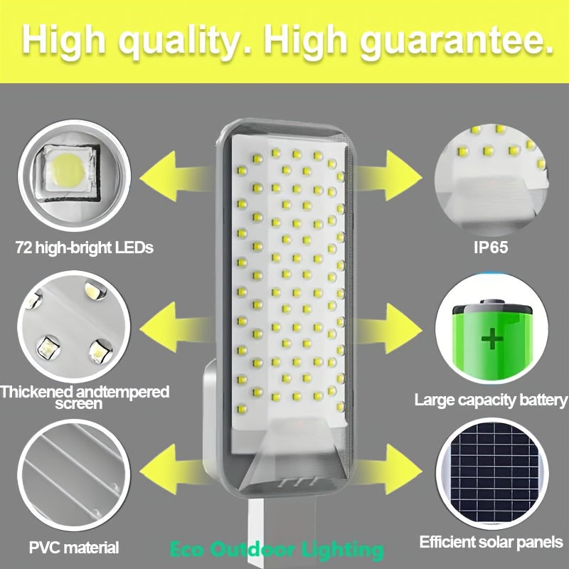 Solar Street Light, LED Wall Light, Courtyard Light, Outdoor Lighting, 6000mAh Lithium Battery, Smart Light Control, with Remote Control, Solar Charging, 74 High-Brightness LED Beads, Widely Used in Gardens, Lawns, Garages, Farmland