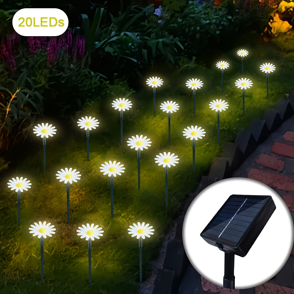 1 Set of 20 LED Solar Flower Lights, 8-Mode Outdoor Decorative Light, IP44 Waterproof, Suitable for Home, Wedding, Holiday and Party - Powered by Solar Lithium Battery, Outdoor Lighting | Flower Decoration | Solar Courtyard Light