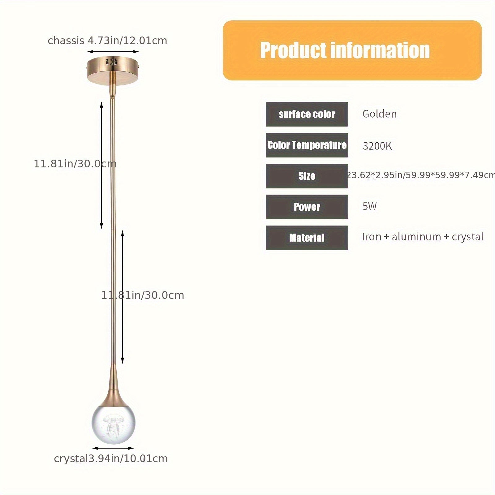 Enkerr modern mini LED jellyfish pendant light - height-adjustable teardrop-shaped chandelier, with crystal acrylic lampshade and gold finish, hardwired ceiling light, suitable for kitchen island, bedroom, bar (110V, with switch control)