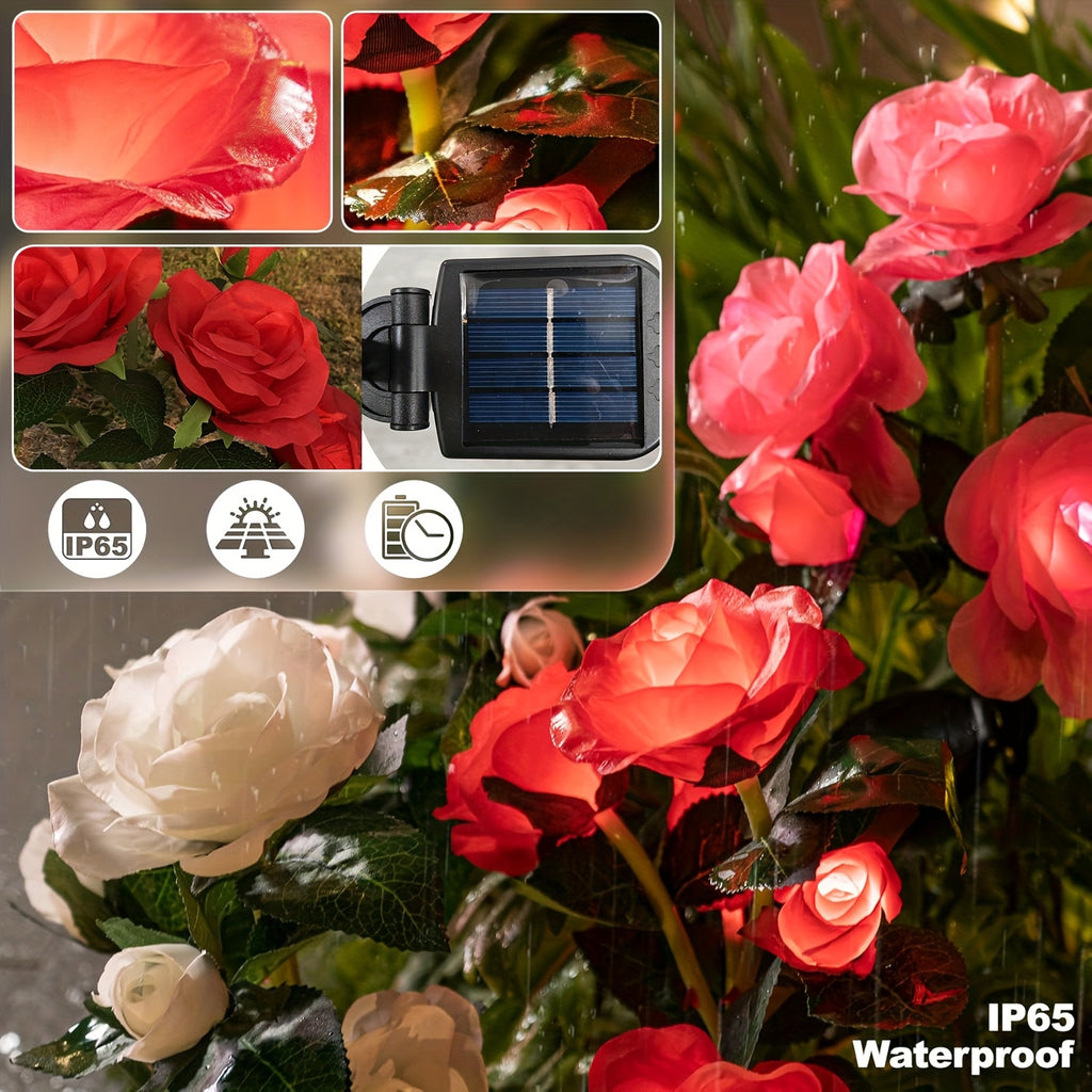 1/2-Piece Solar 6 Red Rose Lights, Simulated Flower Light, Rose Lawn Light, Night Light Landscape Garden Suitable for Courtyard Outdoor Lawn Decorative Light Home Decoration Flower Christmas, Halloween, Mother's Day, Valentine's Day