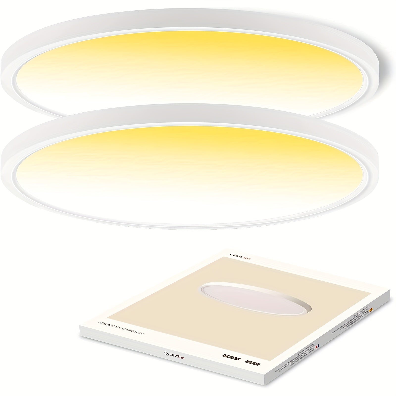 1/2/4-pack modern minimalist ultra-thin flush mount ceiling light - dimmable 2400 lumens, 3 color temperatures (warm/cool/daylight), plug-and-play 24W, 120V, black suitable for large spaces/high ceilings (plastic housing, ETL certified)