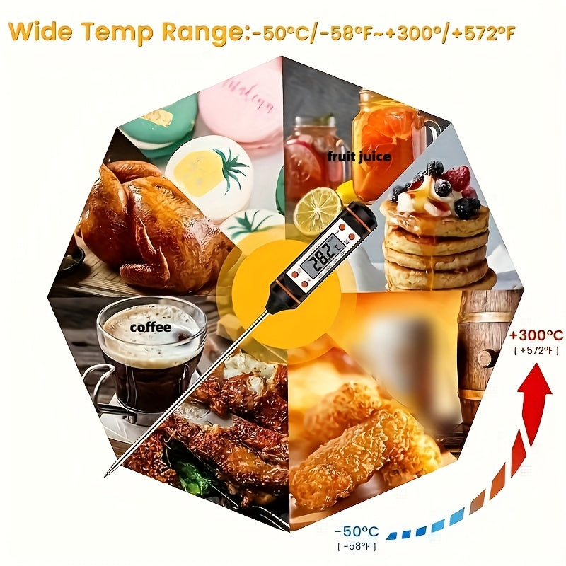 1 Piece Instant Read Meat Thermometer – Digital Thermometer for BBQ, Garden, Kitchen, Outdoor, Camping, Cooking, Grilling – For Heating Milk, Candy, Baking, and Other Kitchen Gadgets